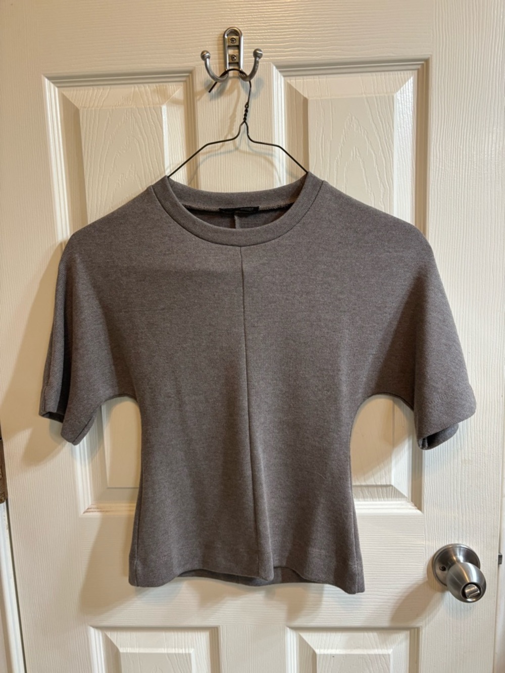 Zara Brownish-Gray Short-Sleeve Knit Tee